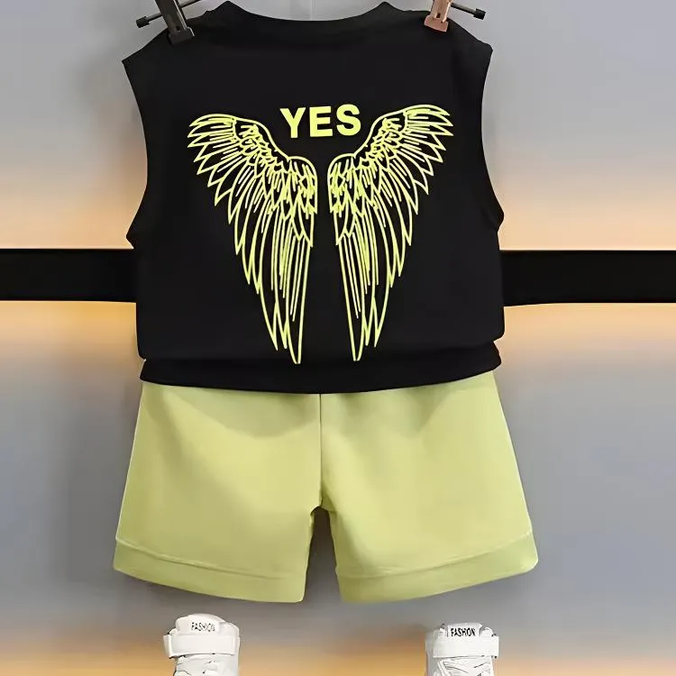 男童夏装套装夏款2025新款儿童背心宝宝夏季衣服男孩痞帅气小童装