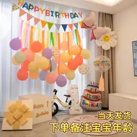 生日男孩女孩宝宝儿童周岁布置装饰品场景气球拍照背景墙氛围派对