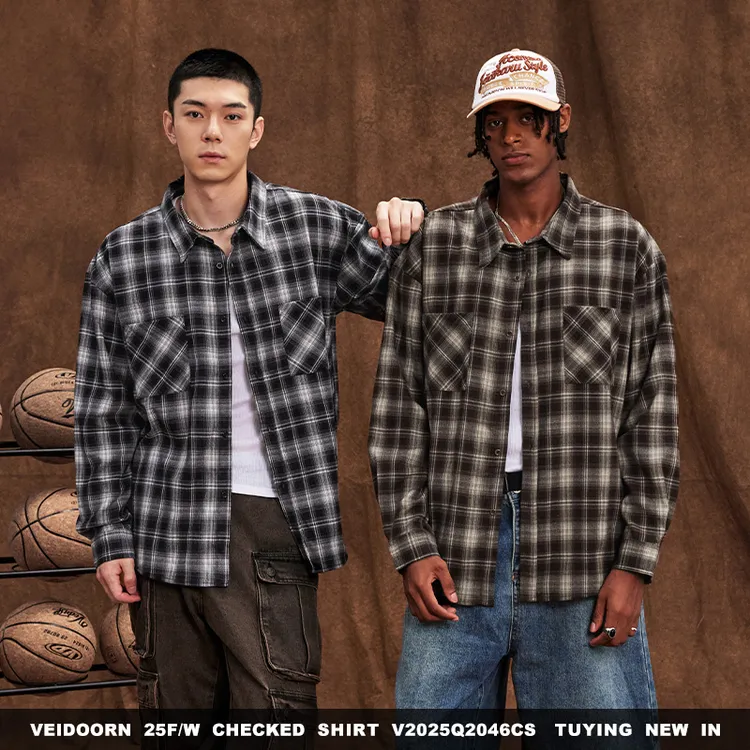【新品发售】维动图影系列格子衬衫新款休闲时尚开衫衬衣宽松外套