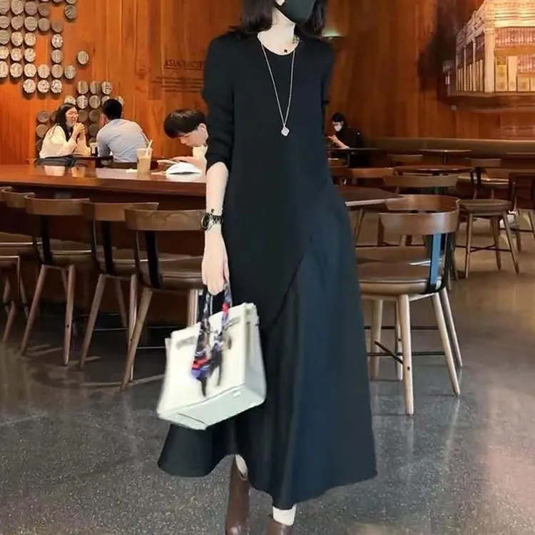 连衣裙子女装春秋季2024年新款时尚小个子气质爆款高腰a字中长裙