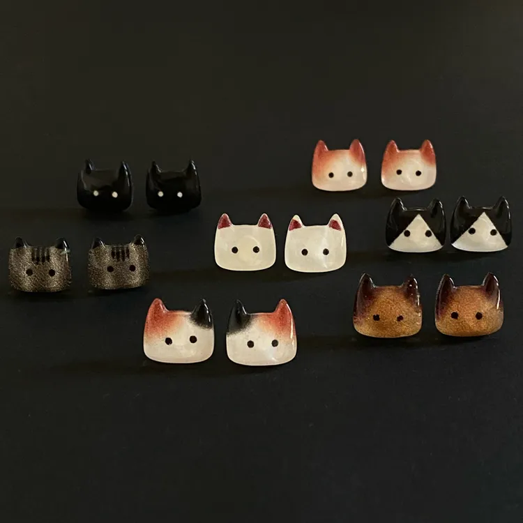 合金亚克力耳饰 只做你的猫 |可爱猫咪耳钉Cat 小猫创意耳饰