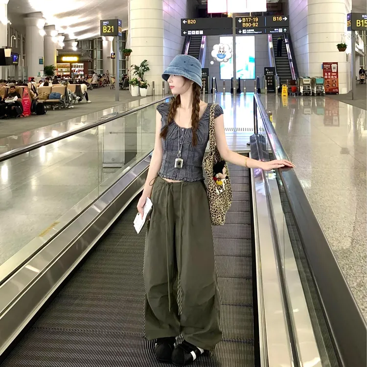 夏季新款时尚甜美可爱风格衣服小众设计感花边洋气上衣显瘦阔腿裤