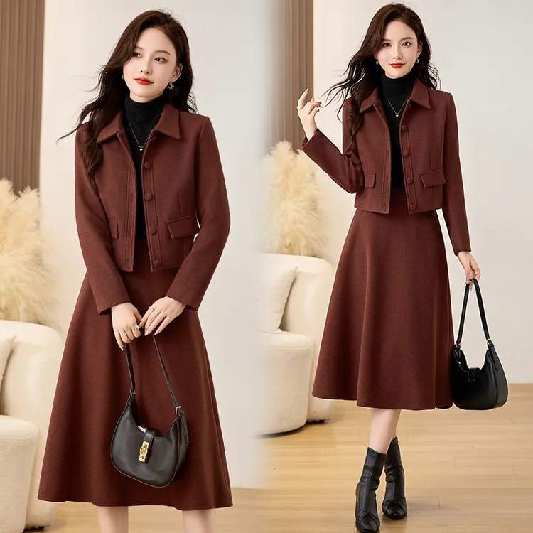 安格拉红时尚套装高级设计小个子秋冬两件套女装套装轻奢高级感女