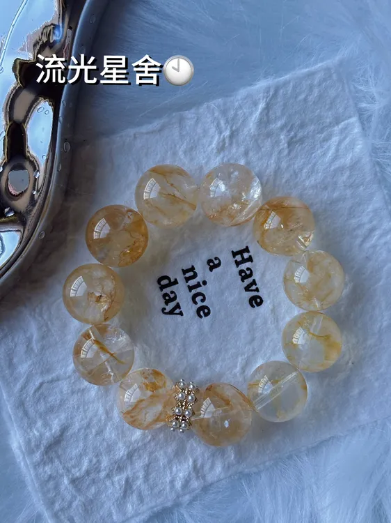 diy日进斗金黄胶花手串