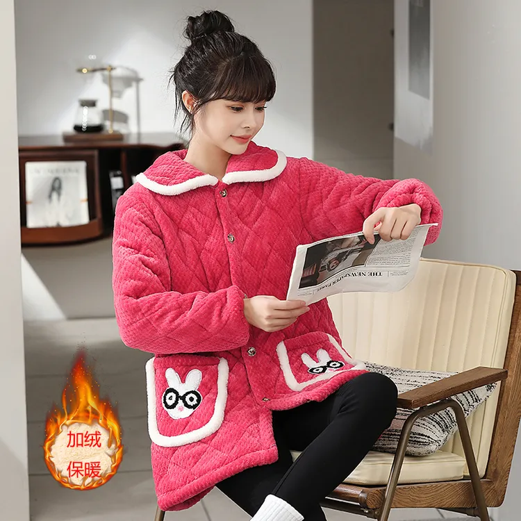 洋气中老年女冬装中长款法兰绒棉衣外套老人妈妈加绒翻领保暖棉袄