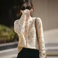 【葛行长定制】秋冬新款宽松圆领飘线针织羊毛开衫女气质百搭NS5200