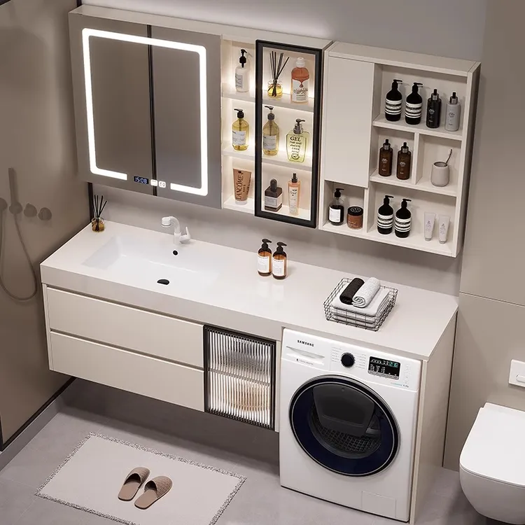 岩板无缝盆洗衣机组合现代简约浴室柜洗手台卫生间浴室柜洗手台