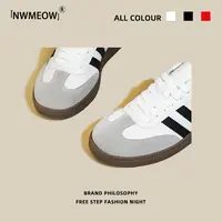 Nwmeow情侣款德训鞋女3厘米2025真皮秋季新款小白休闲运动网红