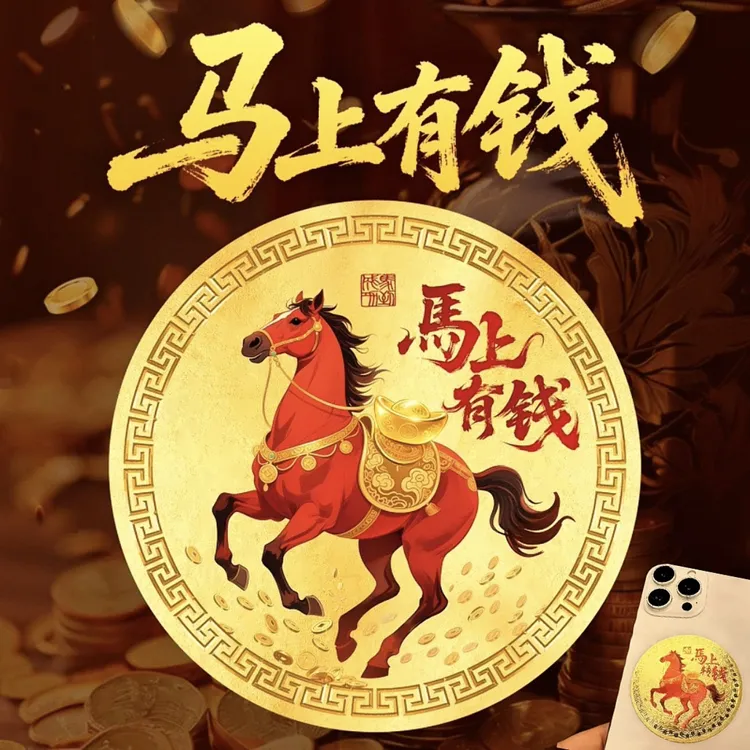 【2026丙午马年必备】马上有钱手机贴装饰家具创意贴纸