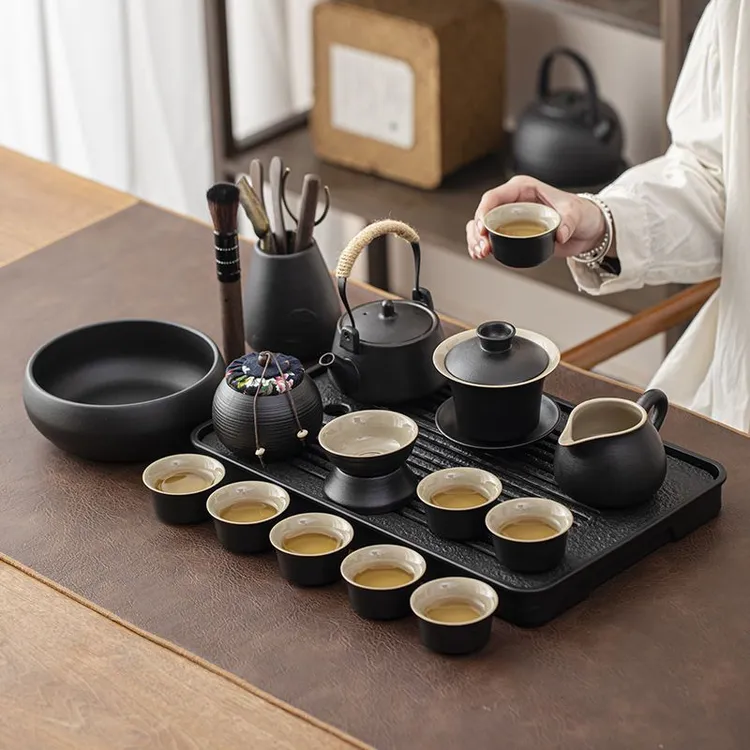 2025新款黑陶茶具套装家用轻奢高档泡茶专用一整套功夫茶壶喝茶杯