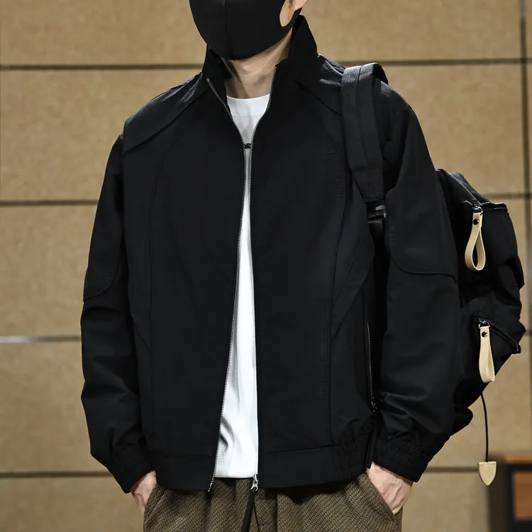 美式立领夹克外套男士秋季2025新款休闲百搭宽松工装夹克男款上衣