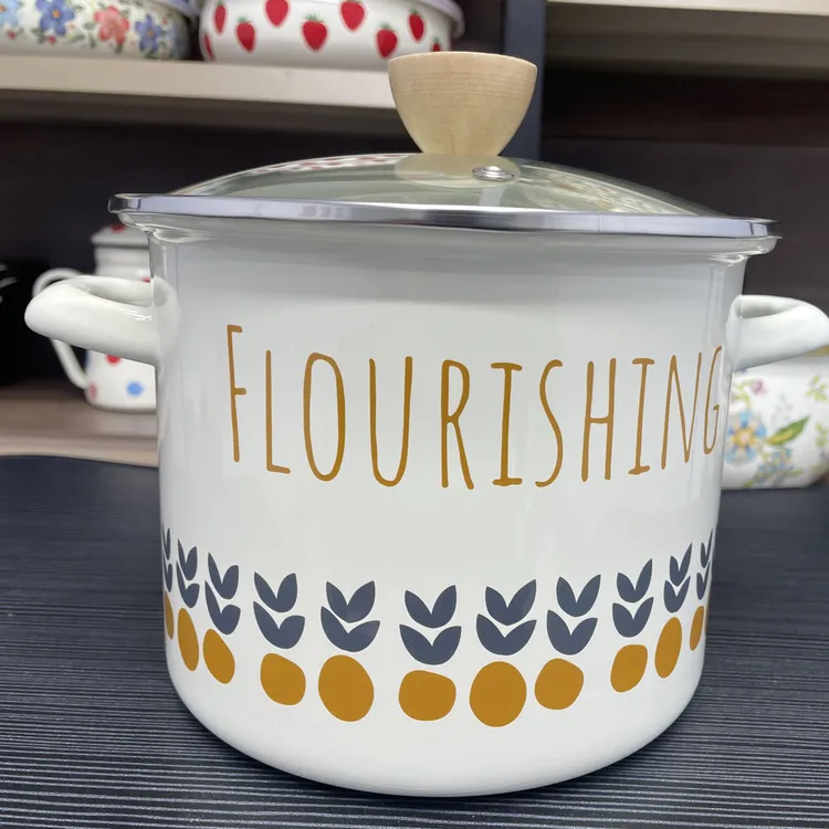 家用20厘米珐琅搪瓷加厚高端带盖奶锅炖锅汤锅灶具通用新款网红锅