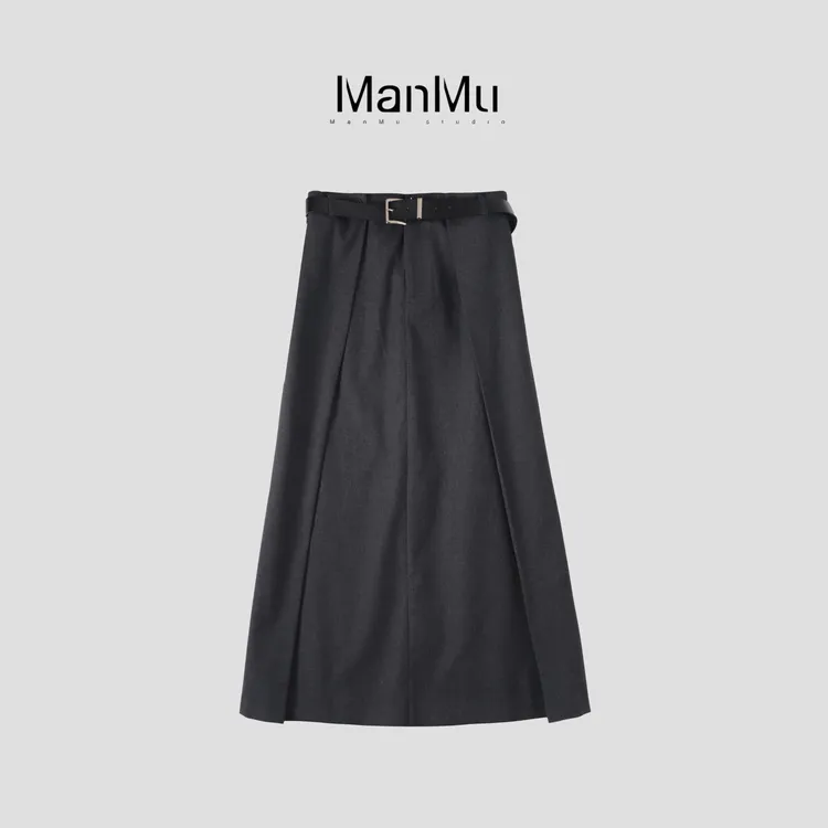 满目ManMu 【张琪专属】高级定制秋季时尚百搭黑色半裙350236