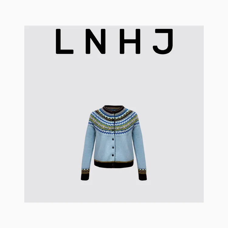 LNHJ【费尔岛的礼物】时尚费尔岛提花针织圆领开衫