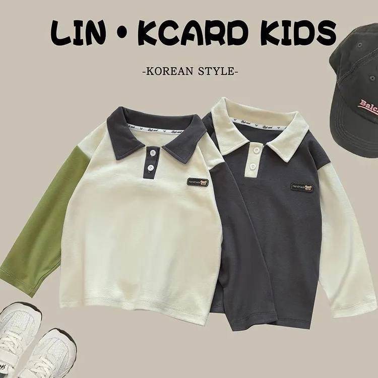 儿童长袖-polo韩范森系衫小孩男童单件女童打底衫宝宝儿童服装