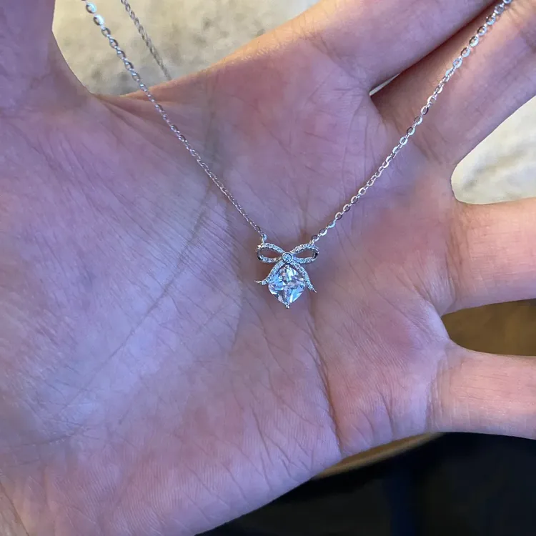 柯柒 钛钢项链 蝴蝶结方糖项链轻奢时尚气质小众设计感甜美锁骨链