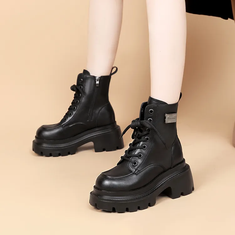 炸街马丁靴女厚底增高2025秋冬新款保暖小个子时尚不累脚短靴10cm