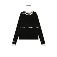 ZHAKA/假两件丝绒感长袖针织毛衣zkg299