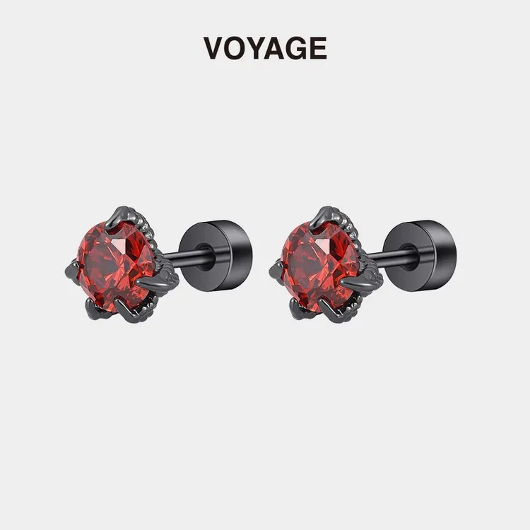 钛钢锆石耳饰 龙爪钛合金耳钉女款爆闪华子钛钢耳骨钉氛围感配饰