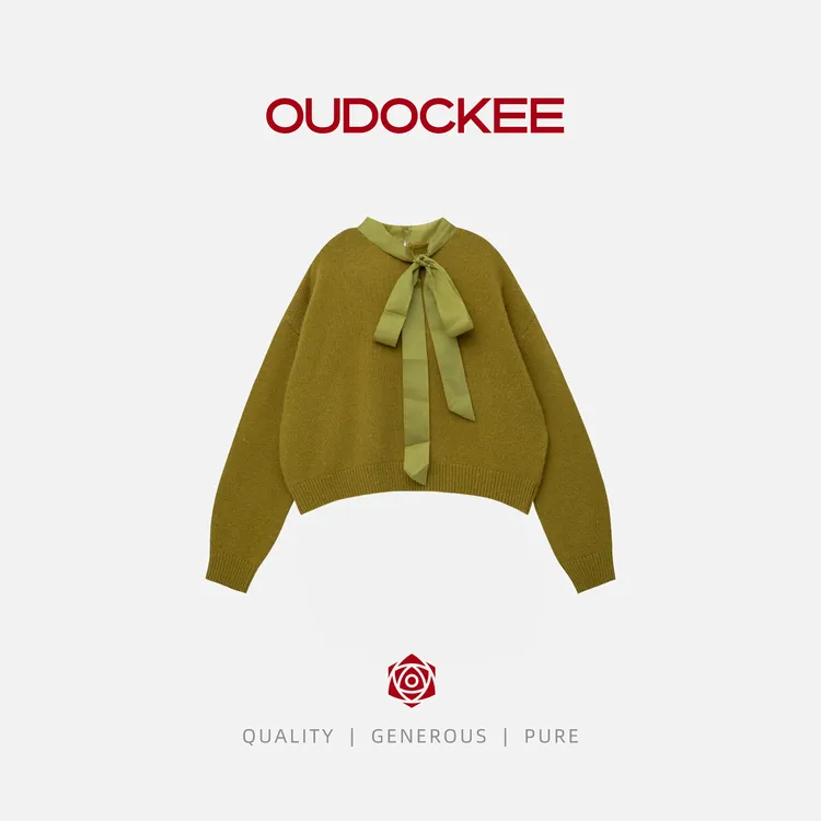 OUDOCKEE 鸥鸥【兔毛】绑带蝴蝶结时髦百搭毛衣针织衫 MACY740T