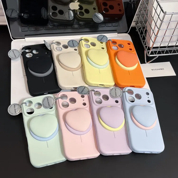 磁吸拼色爱心液态硅胶全包ai按键适用苹果iPhone17promax手机壳
