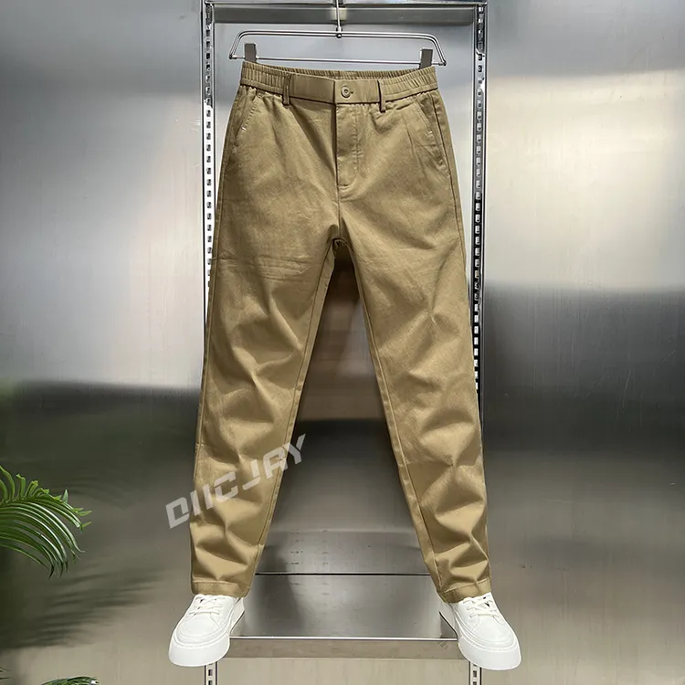 【轻奢】男士轻商务冰丝休闲裤夏季薄款简约百搭透气修身小直筒长裤