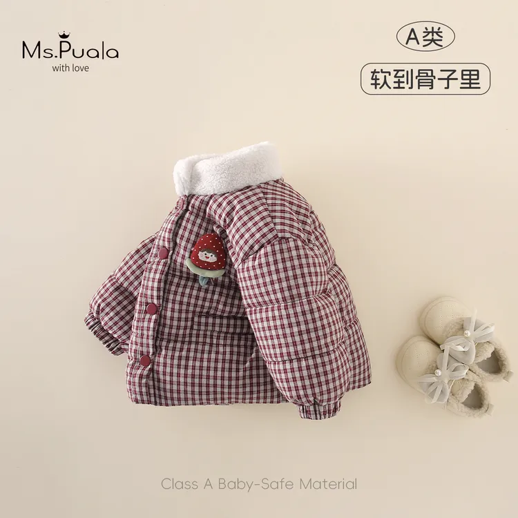 【MsPuala怦然欢喜】婴幼儿童外套棉衣女冬款简约格子宝宝棉服棉袄