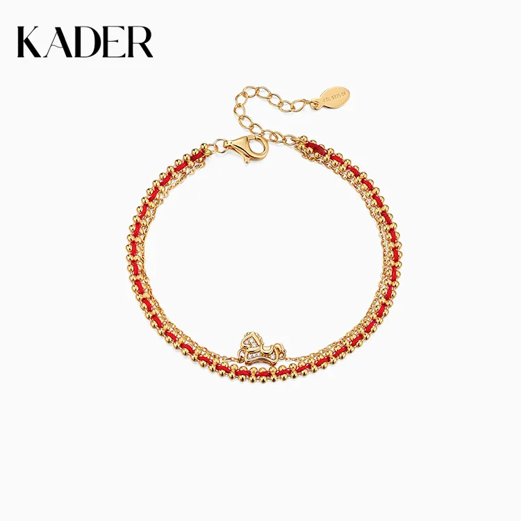 KADER/卡蒂罗 925银合成锆石手链 萌马好运手链红绳生肖新年礼物