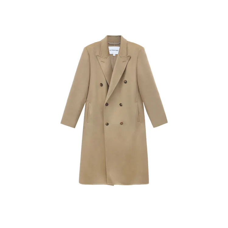 Le Samedi马油叶儿【温莎往事】珠光水波纹智性丝毛双排扣大衣