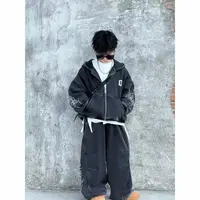 THE LUHAN【巴黎假日】秋冬加绒连帽卫衣亲子装中大男童套装25814