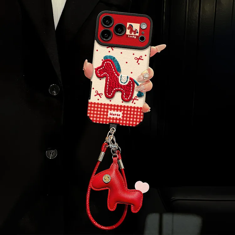 针织小马手机壳适用OPPOReno14高级感Reno13防摔Reno9大视窗羊皮