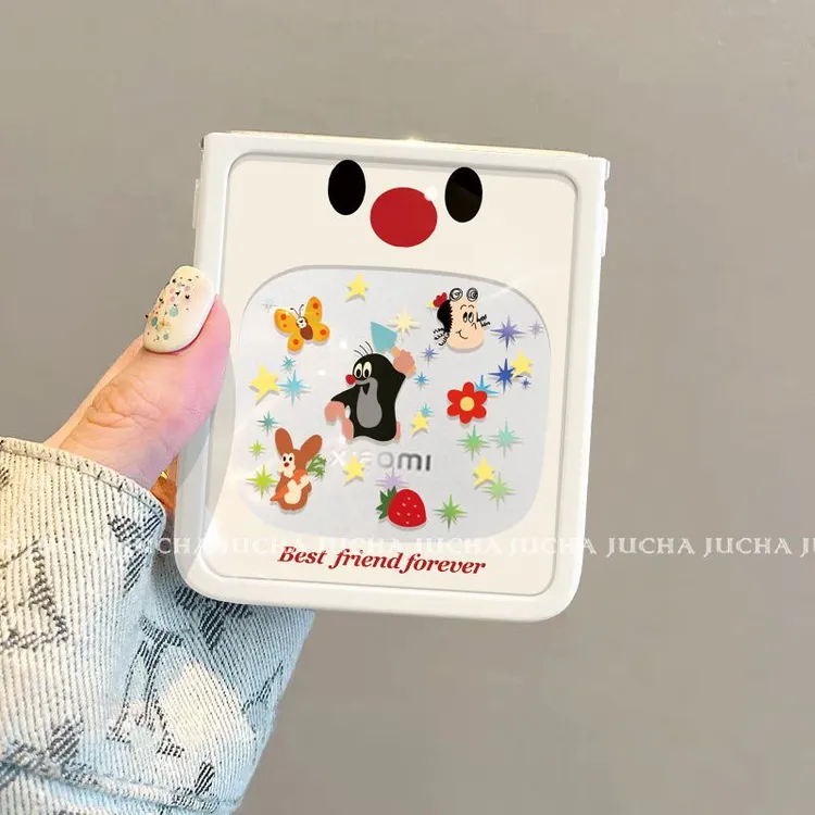 趣味鼹鼠适用小米mixflip手机壳卡通可爱xiaomimixflip情侣款小众