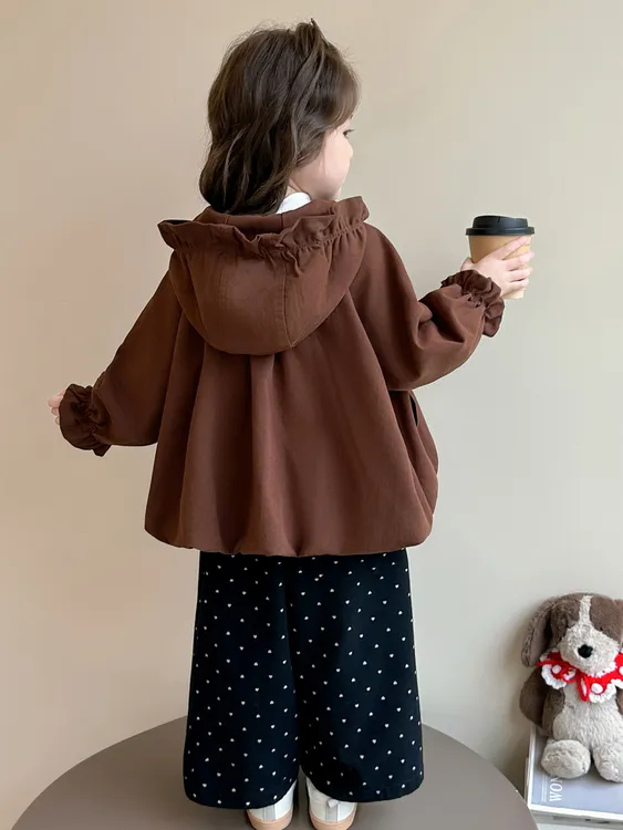 女童春秋棉布外套儿童阔腿裤套装2025新款女宝宝宽松休闲夹克上衣