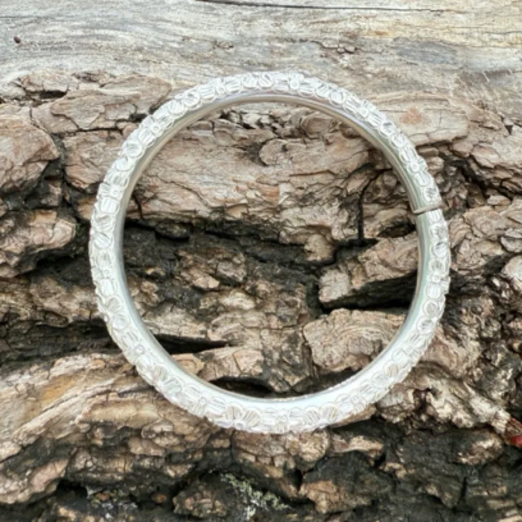 足银手镯 足银999纯手工五福梅纯银手镯精美百搭镯子送礼物节日