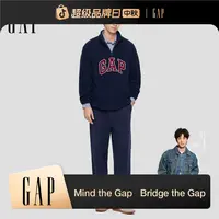 【成毅代言】Gap男女装2025秋季logo摇粒绒半拉链休闲卫衣787416