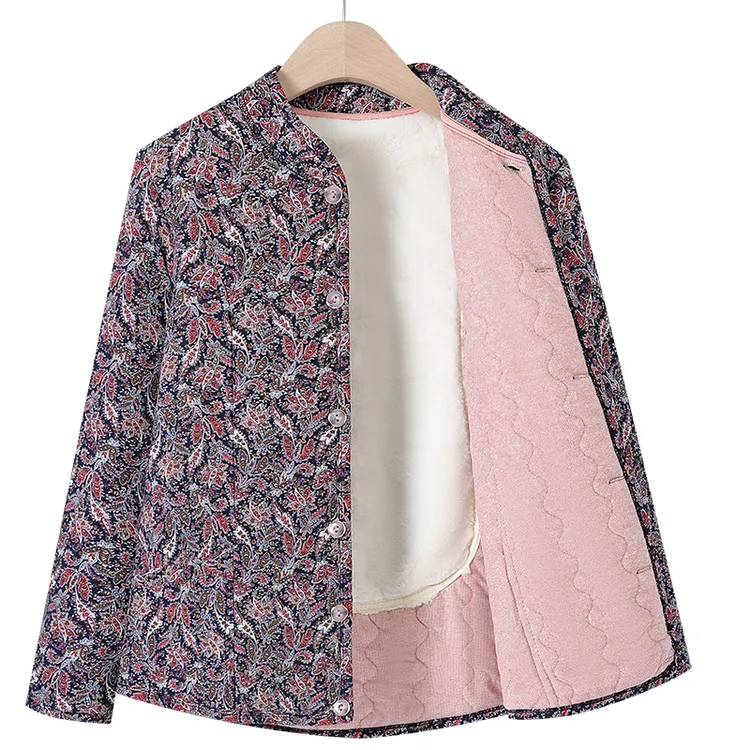 中老年人冬装女妈妈装花棉衣奶奶加厚夹棉保暖外套贴身内穿小棉袄