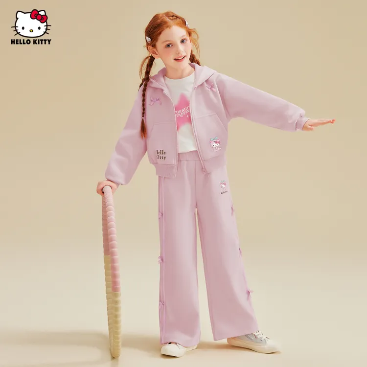 HELLO KITTY女童时髦甜美秋季套装2025蝴蝶结童装舒适洋气两件套