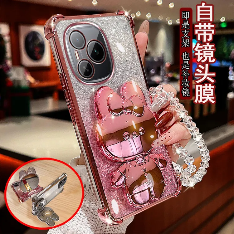 荣耀power手机壳DVD-AN00镜头全包防摔保护套镜子女款兔子支架奢