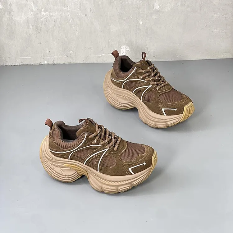 高巴黎老爹鞋女2025秋冬新款圆头系带休闲运动鞋2025今年流行鞋子