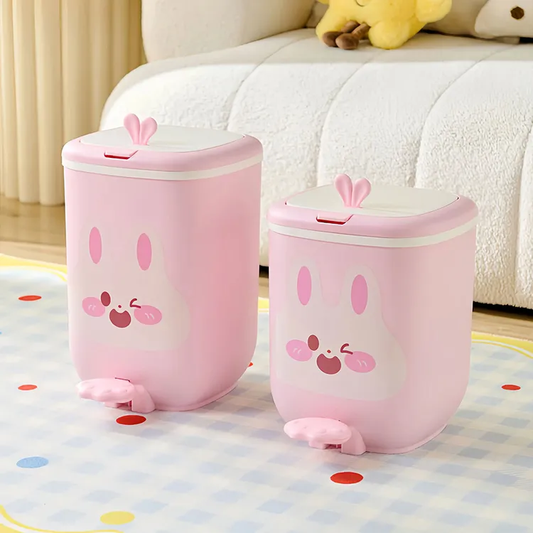 可爱卡通兔子垃圾桶脚踏式按压家用儿童房卧室带盖2025新款高颜值