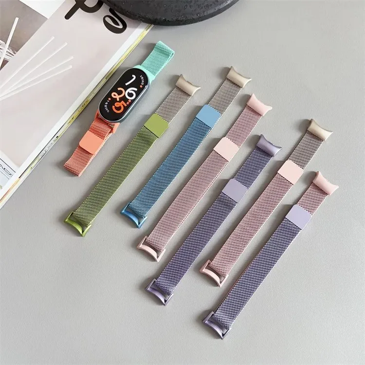适用小米手环10/9表带8pro金属磁吸红米watch5渐变色米兰尼斯腕带