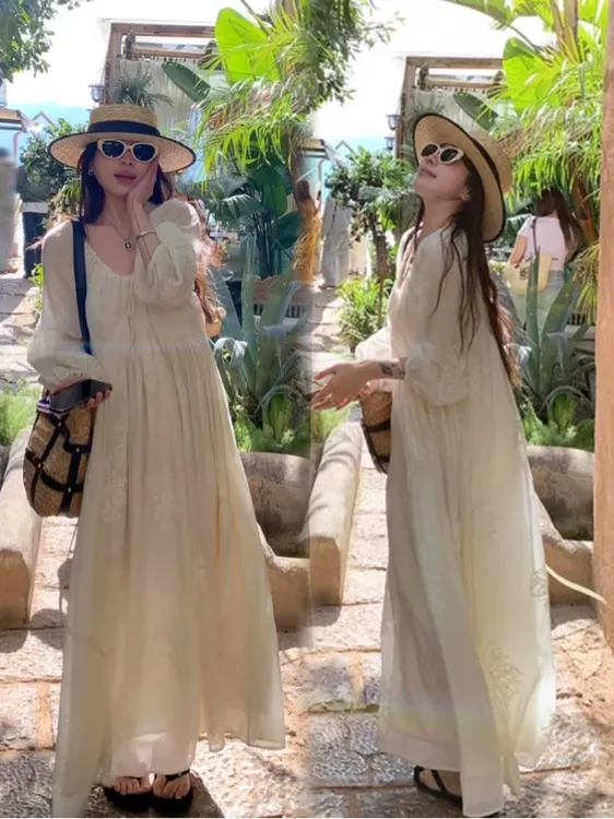 【哼哼专属】升级版有腰线孕妇连衣裙2025新品新中式国风刺绣