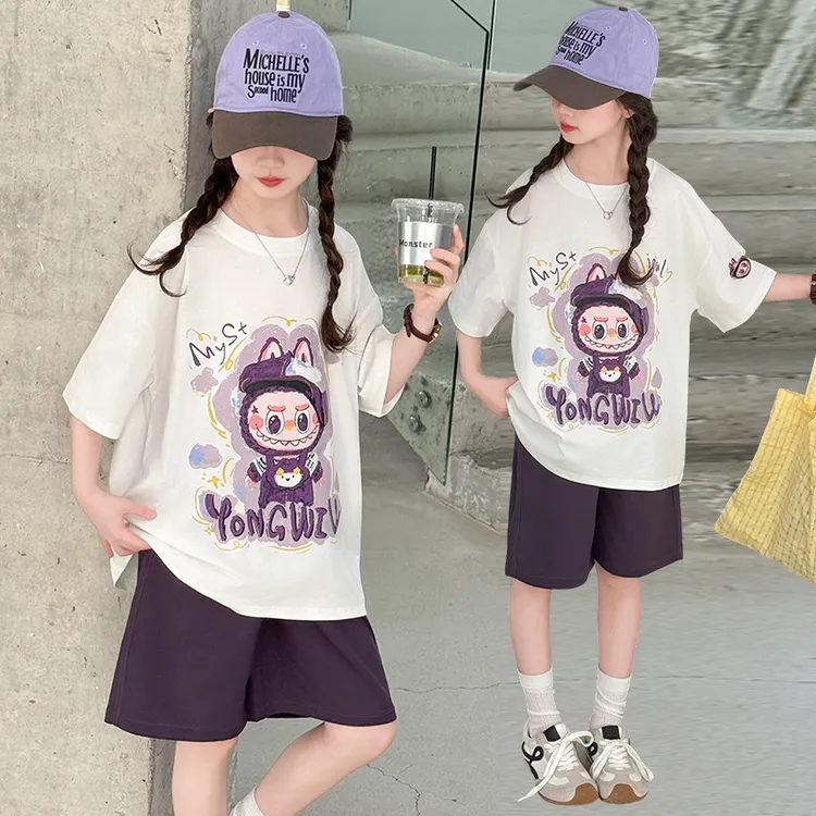 女童夏季短袖套装2025新款儿童夏款运动时尚洋气夏装中大童女孩潮