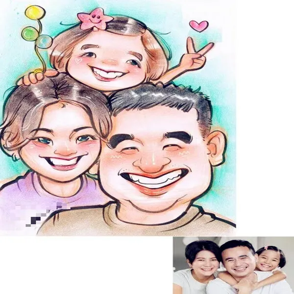 手绘真人画像定制卡通漫画头像设计夸张似颜绘肖像画