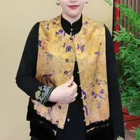 秋季新中式拼接百搭上衣女款中式刺绣马甲女复古马夹文艺无袖印花