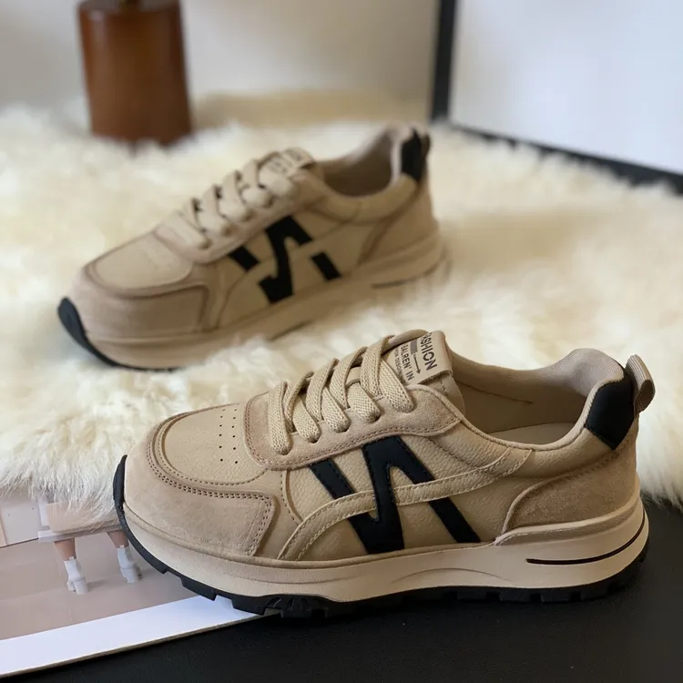 爆款复古脏脏鞋女2025年秋季新款轻便厚底阿甘鞋线脚小百搭小白鞋