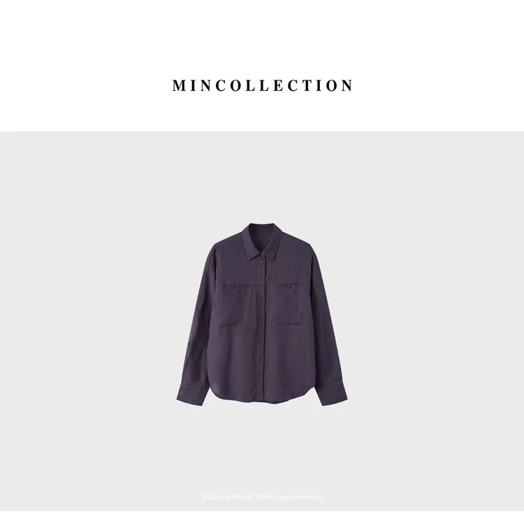 DE Mincollection紫衬衫/小众定染显白松弛感透气全亚麻衬衫55065