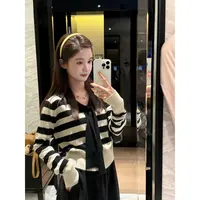 海军领女条纹套头款针织毛针织衫短款简约风-CX20251201