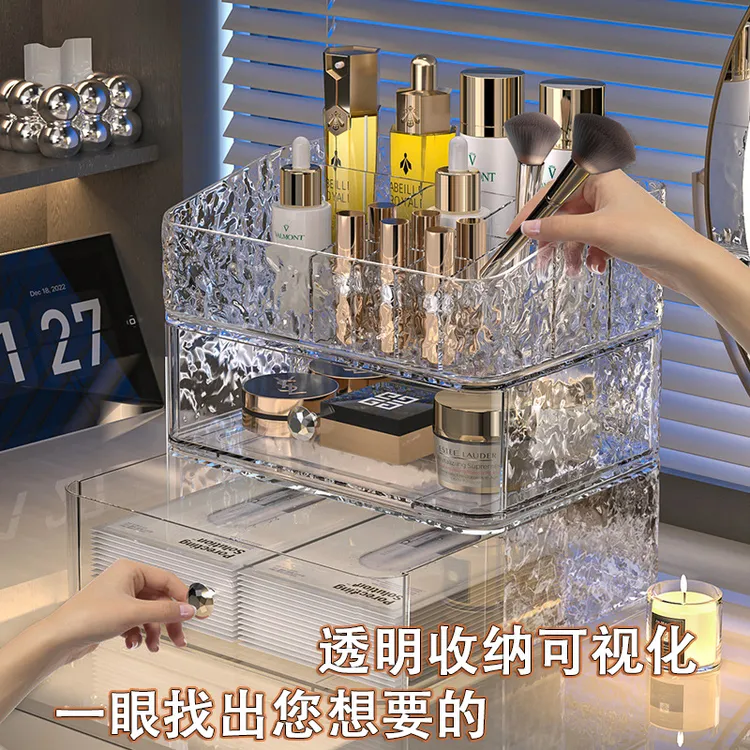 化妆品收纳盒收纳箱护肤品收纳盒口红收纳架整理架置物架防尘可视