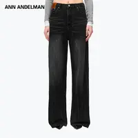 ANN ANDELMAN 25秋 时尚直筒闪电纹显瘦中腰宽松牛仔裤
